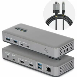 StarTech Dual-Monitor USB-C Docking Station, HDMI, 4K 60Hz, 100W Laptop Charging, 1GbE, Driverless, Multi-Monitor Dock