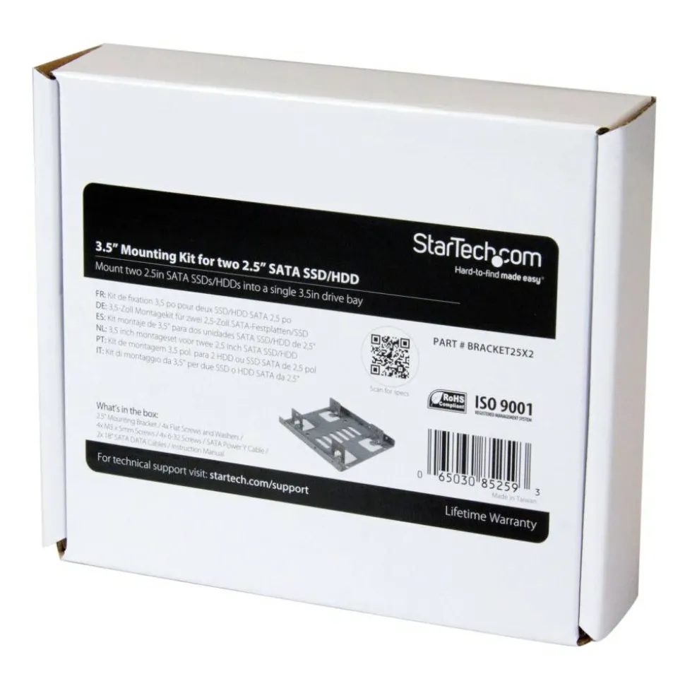 StarTech Dual 2.5" to 3.5" HDD Bracket for SATA Hard Drives, 2 Drive 2.5" to 3.5" Bracket for Mounting Bay, TAA