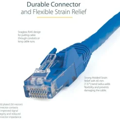 StarTech 100ft CAT6 Ethernet Cable - Blue Snagless Gigabit - 100W PoE UTP 250Mhz Category 6 Patch Cord UL Certified Wiring/TIA