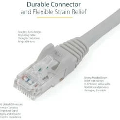 StarTech 7ft CAT6 Ethernet Cable - Gray Snagless Gigabit - 100W PoE UTP 250Mhz Category 6 Patch Cord UL Certified Wiring/TIA