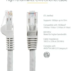 StarTech 7ft CAT6 Ethernet Cable - Gray Snagless Gigabit - 100W PoE UTP 250Mhz Category 6 Patch Cord UL Certified Wiring/TIA