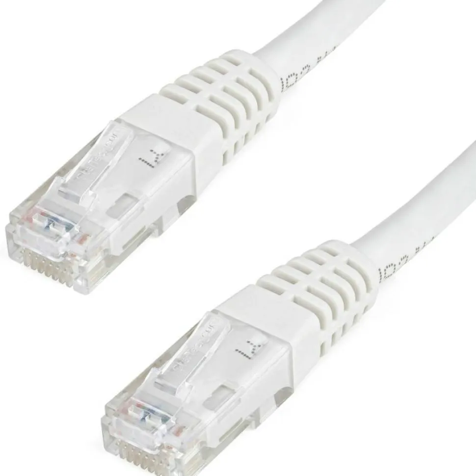 StarTech 8ft CAT6 Ethernet Cable - White Molded Gigabit - 100W PoE UTP 250Mhz - Category 6 Patch Cord UL Certified Wiring/TIA
