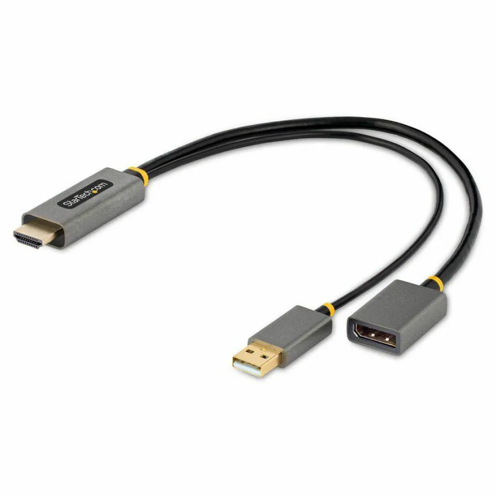StarTech 1ft (30cm) HDMI to DisplayPort Adapter, 4K 60Hz HDR HDMI Source to DP Monitor, USB Bus Powered, HDMI 2.0 to DisplayPort 1.2