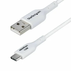 StarTech 3ft (91cm) USB-A to USB-C Charging Cable, Charge & Sync, 3A, USB 2.0, TPE Jacket - White USB Charging Cord