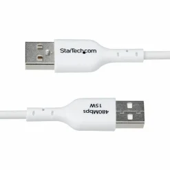 StarTech 3ft (91cm) USB-A to USB-C Charging Cable, Charge & Sync, 3A, USB 2.0, TPE Jacket - White USB Charging Cord