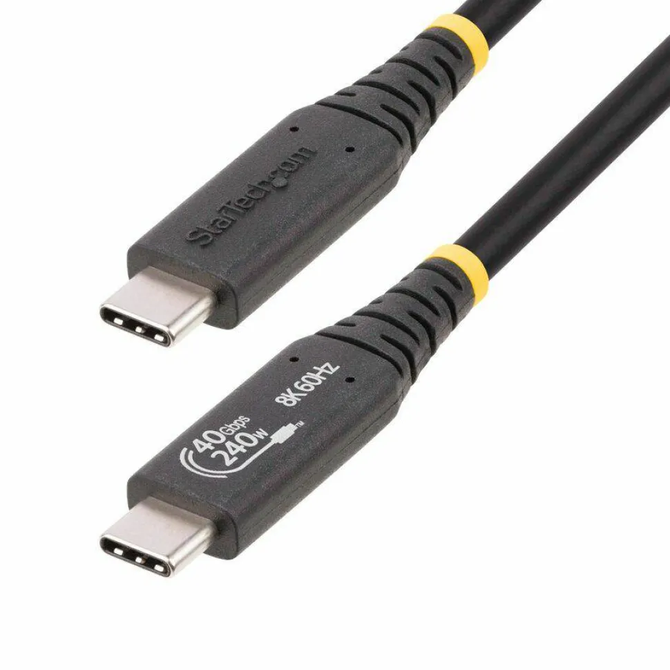 StarTech 1.6ft (50cm) USB4 Cable 40Gbps, 240W (5A) PD, 8K 120Hz/4K 240Hz DP Alt Mode, USB-IF Certified USB-C Cord, Thunderbolt Compat.
