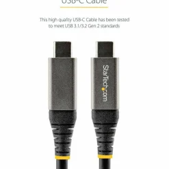 StarTech 1.6ft (50cm) USB-C Cable, USB 10Gbps, 100W (5A) Power Delivery, 8K 60Hz / 4K 144Hz DP Alt Mode, Thunderbolt Compatible