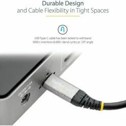 StarTech 1.6ft (50cm) USB-C Cable, USB 10Gbps, 100W (5A) Power Delivery, 8K 60Hz / 4K 144Hz DP Alt Mode, Thunderbolt Compatible