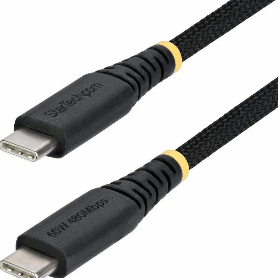 StarTech 3ft (91cm) USB-C Charging Cable, 60W (3A) PD, Dual-Layer Braided Nylon/TPE Jacket, Rugged USB 2.0 Laptop Charger Cord