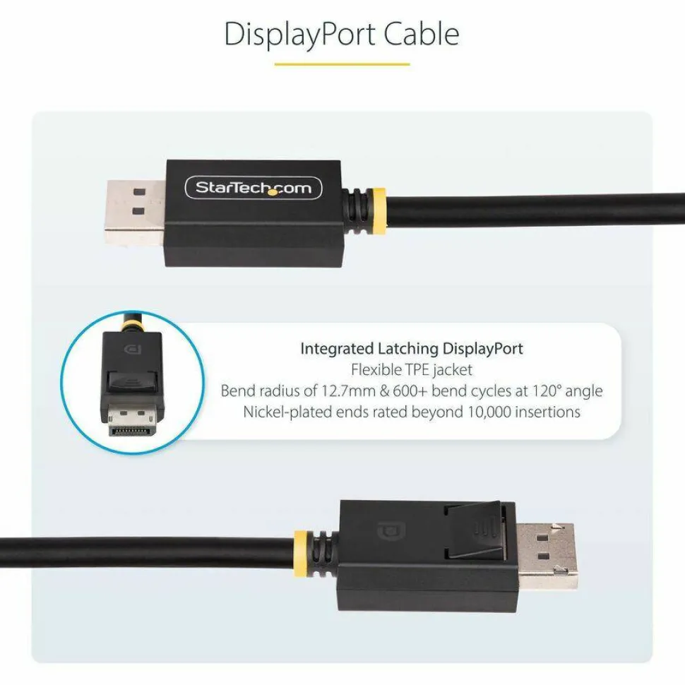 StarTech 3ft DisplayPort 2.1 Cable, VESA Certified DP80 DisplayPort Cable w/UHBR20/HDR/DSC 1.2a/HDCP 2.2, 16K/8K 60Hz, DP 2.1 Cord