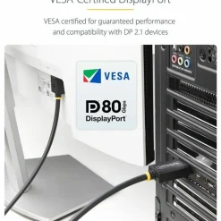 StarTech 3ft DisplayPort 2.1 Cable, VESA Certified DP80 DisplayPort Cable w/UHBR20/HDR/DSC 1.2a/HDCP 2.2, 16K/8K 60Hz, DP 2.1 Cord
