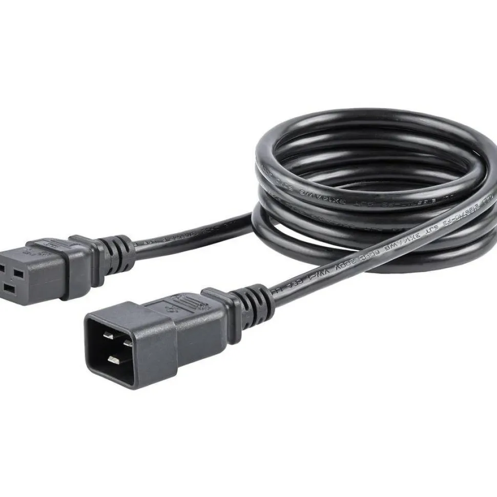 StarTech 6ft (1.8m) Heavy Duty Extension Cord, IEC C19 to IEC C20 Black Extension Cord, 15A 250V, 14AWG, Heavy Gauge Power Cable