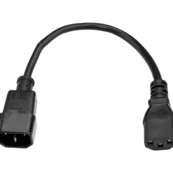StarTech 10ft (3m) Heavy Duty Extension Cord, IEC C14 to IEC C13 Black Extension Cord, 15A 125V, 14AWG, Heavy Gauge Power Cable
