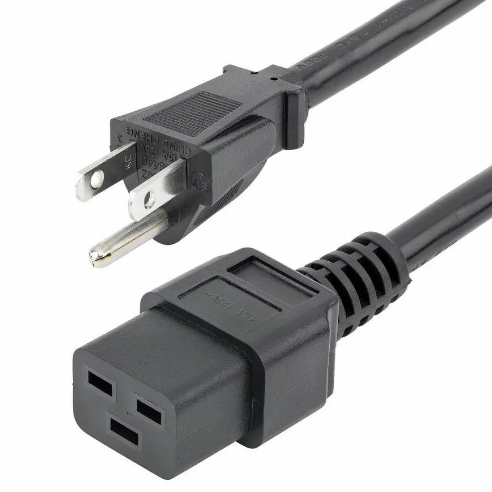 StarTech 3ft (1m) Heavy Duty Power Cord, NEMA 5-15P to C19, 15A 125V, 14AWG, Computer Power Cord, Heavy Gauge Power Cable