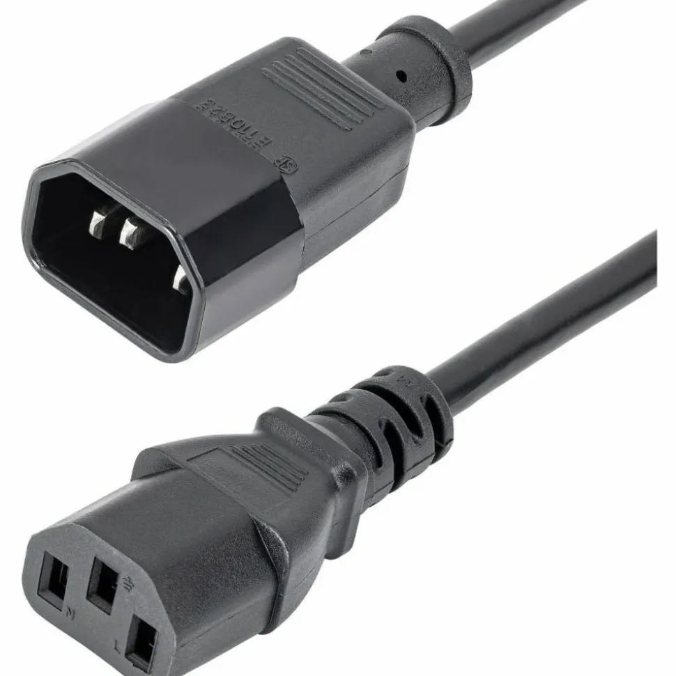StarTech 2ft (0.6m) Power Extension Cord, C14 to C13, 10A 125V, 18AWG, Computer Power Cord Extension, Power Supply Extension Cable