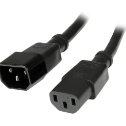 StarTech 2ft (0.6m) Power Extension Cord, C14 to C13, 10A 125V, 18AWG, Computer Power Cord Extension, Power Supply Extension Cable