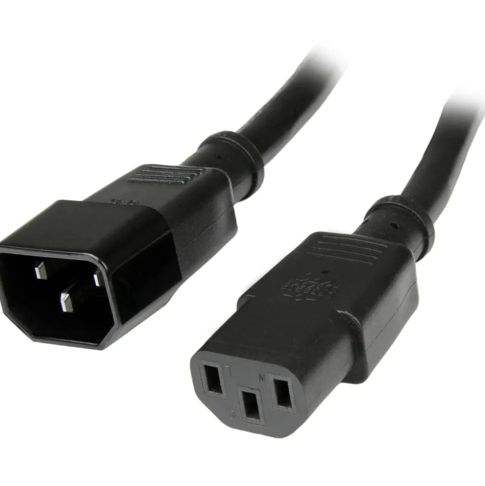 StarTech 2ft (0.6m) Power Extension Cord, C14 to C13, 10A 125V, 18AWG, Computer Power Cord Extension, Power Supply Extension Cable