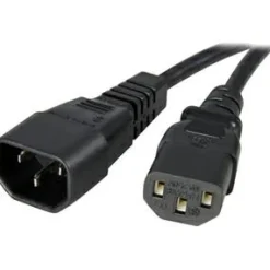 StarTech 2ft (0.6m) Power Extension Cord, C14 to C13, 10A 125V, 18AWG, Computer Power Cord Extension, Power Supply Extension Cable