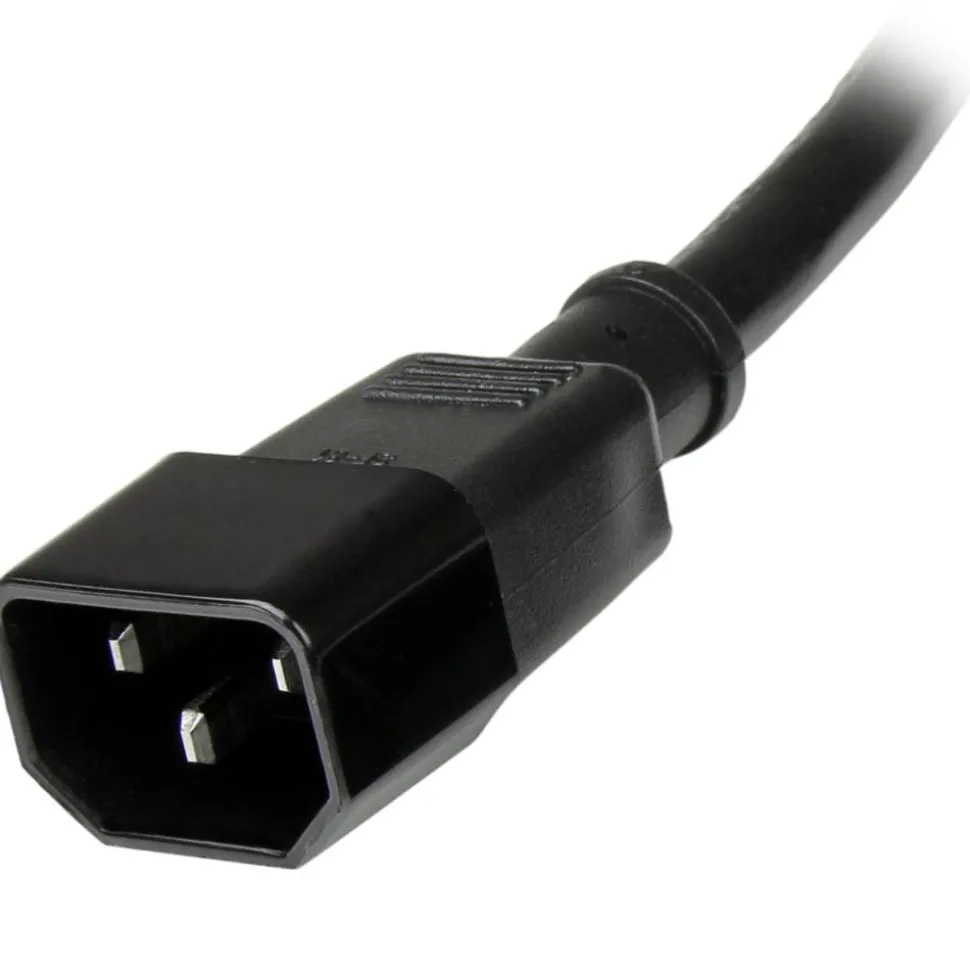 StarTech 2ft (0.6m) Power Extension Cord, C14 to C13, 10A 125V, 18AWG, Computer Power Cord Extension, Power Supply Extension Cable