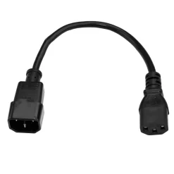 StarTech 2ft (0.6m) Power Extension Cord, C14 to C13, 10A 125V, 18AWG, Computer Power Cord Extension, Power Supply Extension Cable