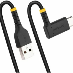 StarTech 6.6ft (2m) USB-A to USB-C Fast Charging Cable, Rugged, Right-Angled, Charge & Sync, 3A, USB 2.0, TPE Jacket and Aramid Fiber
