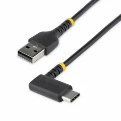 StarTech 6.6ft (2m) USB-A to USB-C Fast Charging Cable, Rugged, Right-Angled, Charge & Sync, 3A, USB 2.0, TPE Jacket and Aramid Fiber