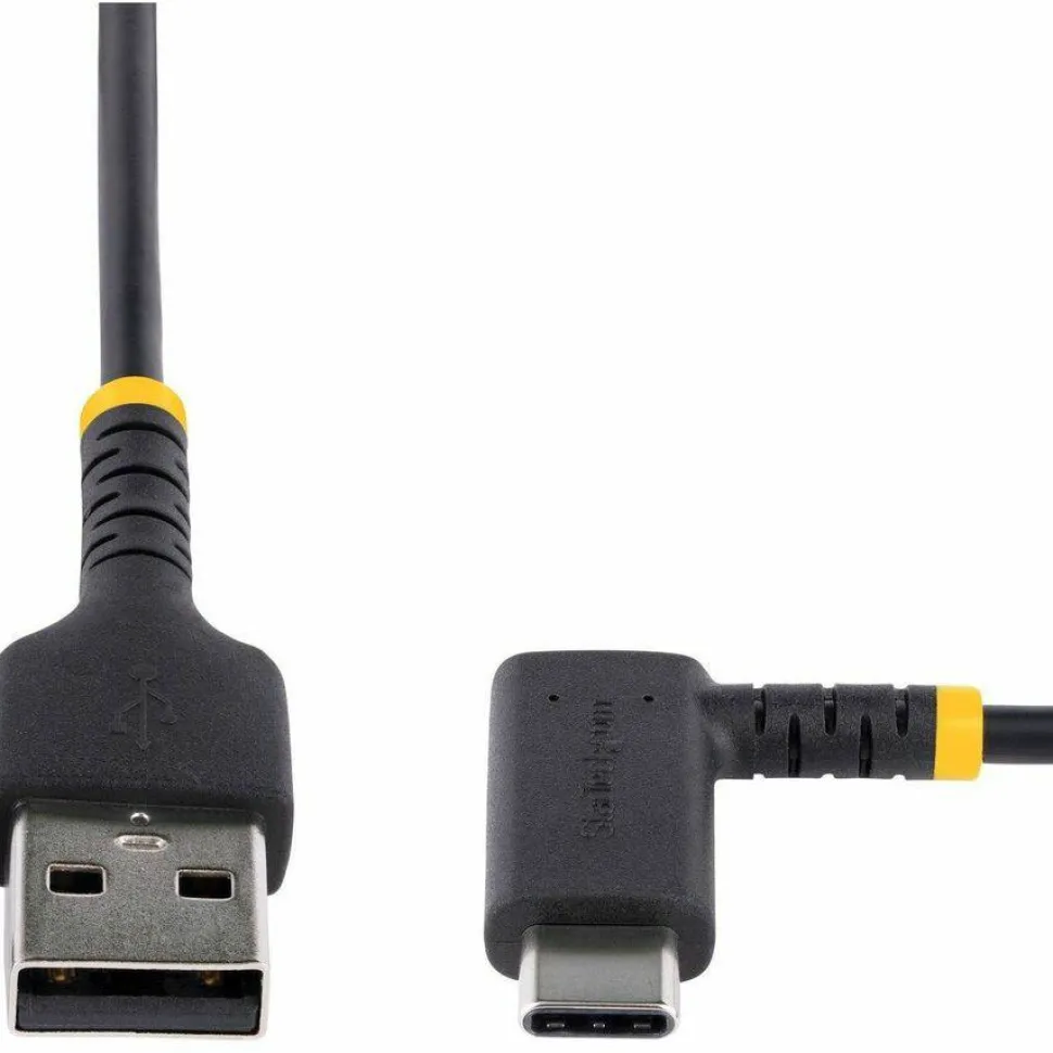 StarTech 6.6ft (2m) USB-A to USB-C Fast Charging Cable, Rugged, Right-Angled, Charge & Sync, 3A, USB 2.0, TPE Jacket and Aramid Fiber