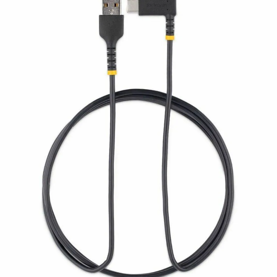 StarTech 6.6ft (2m) USB-A to USB-C Fast Charging Cable, Rugged, Right-Angled, Charge & Sync, 3A, USB 2.0, TPE Jacket and Aramid Fiber