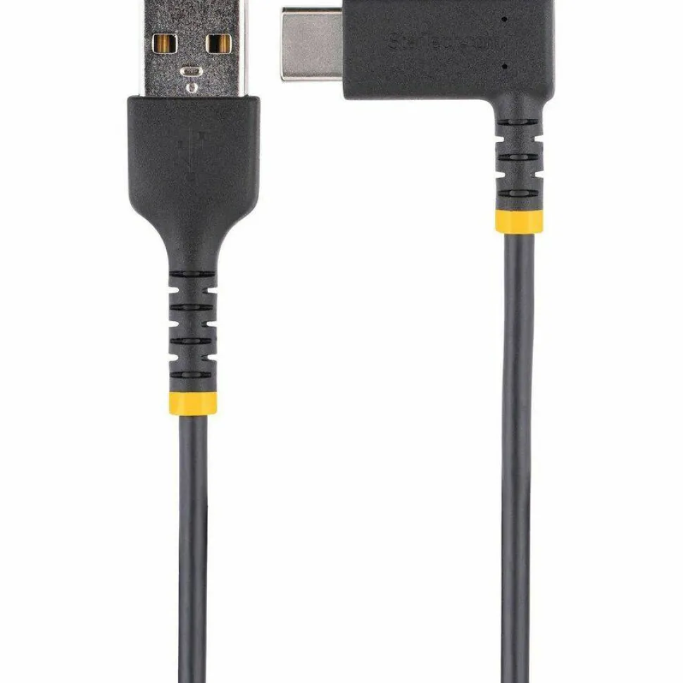 StarTech 6.6ft (2m) USB-A to USB-C Fast Charging Cable, Rugged, Right-Angled, Charge & Sync, 3A, USB 2.0, TPE Jacket and Aramid Fiber