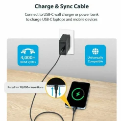 StarTech 10ft (3m) USB-C Charging Cable, Charge & Sync, 60W (3A) PD, USB 2.0 Laptop Charger Cable, TPE Jacket - USB C Charging Cord