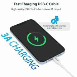 StarTech 3.3ft (1m) USB-C Charging Cable, Charge & Sync, 60W (3A) PD, USB 2.0 Laptop Charger Cable - White USB C Charging Cord