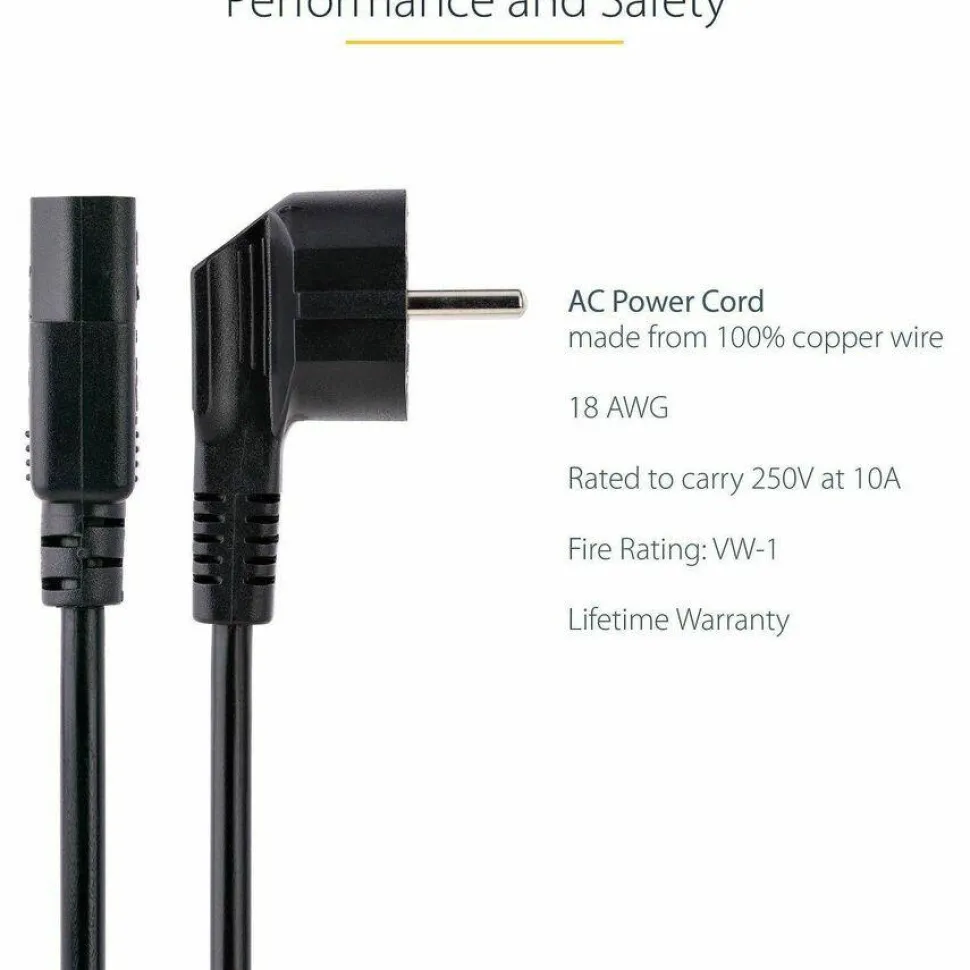 StarTech 6 ft 2 Prong European Power Cord for PC Computers