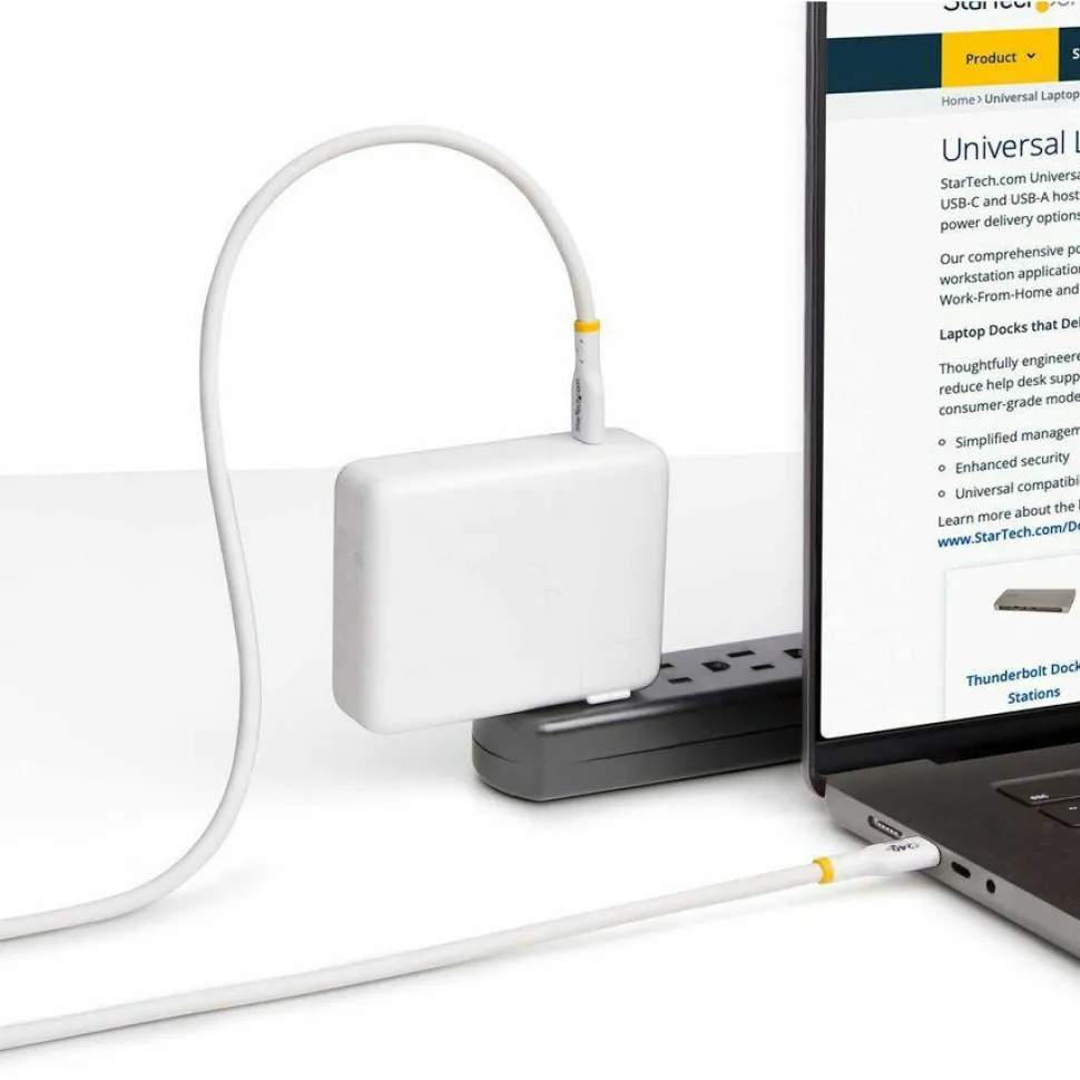 StarTech 3ft White USB-C Charging Cable, USB-IF Certified USB C Cable, 240W PD EPR, USB 2.0 Type-C Laptop Charger Cord, TPE Jacket