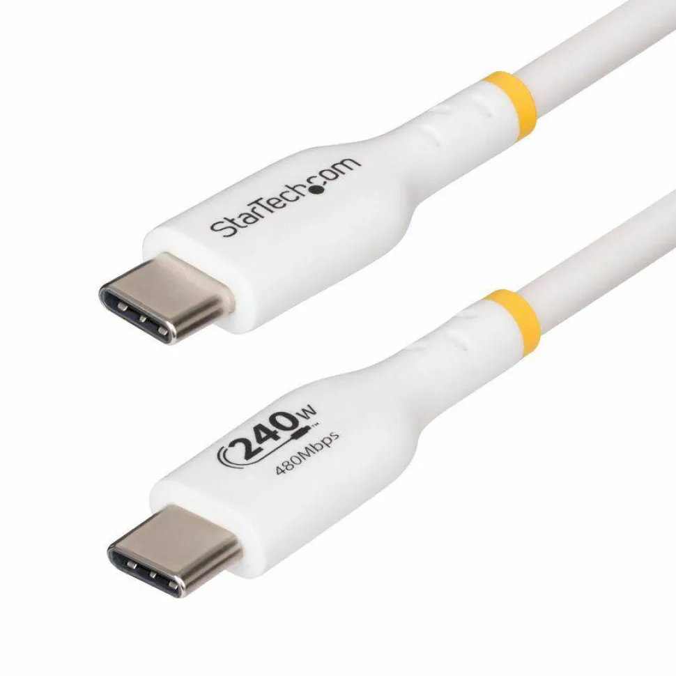 StarTech 3ft White USB-C Charging Cable, USB-IF Certified USB C Cable, 240W PD EPR, USB 2.0 Type-C Laptop Charger Cord, TPE Jacket