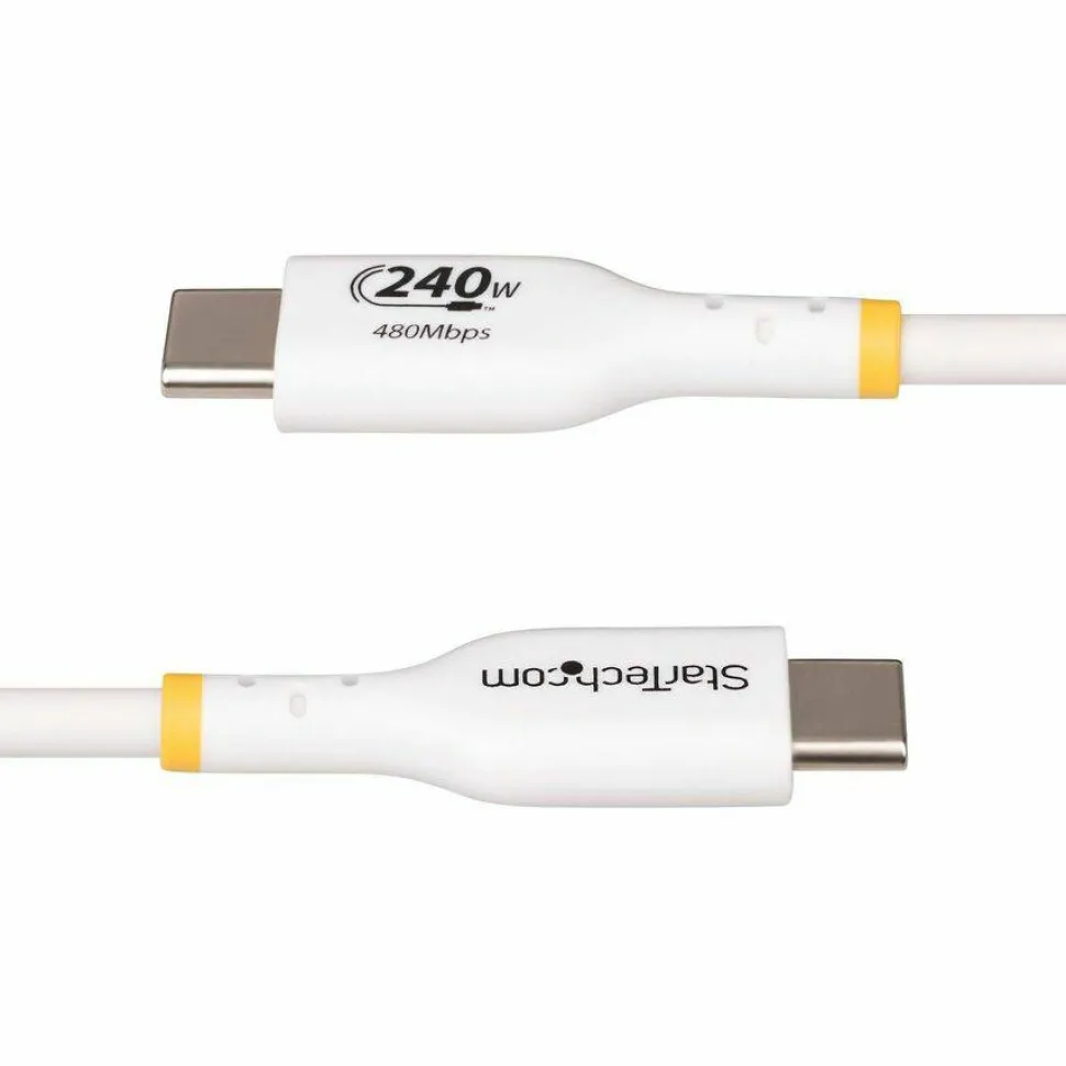 StarTech 3ft White USB-C Charging Cable, USB-IF Certified USB C Cable, 240W PD EPR, USB 2.0 Type-C Laptop Charger Cord, TPE Jacket