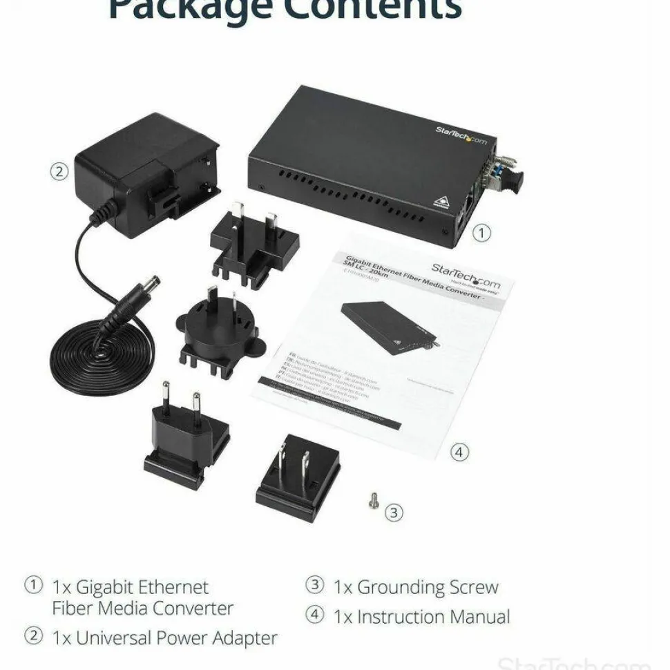 StarTech Gigabit Ethernet Copper-to-Fiber Media Converter, SM LC, 20 km, Ethernet Media Converter, GbE Converter, TAA