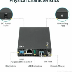 StarTech Gigabit Ethernet Copper-to-Fiber Media Converter, SM LC, 20 km, Ethernet Media Converter, GbE Converter, TAA