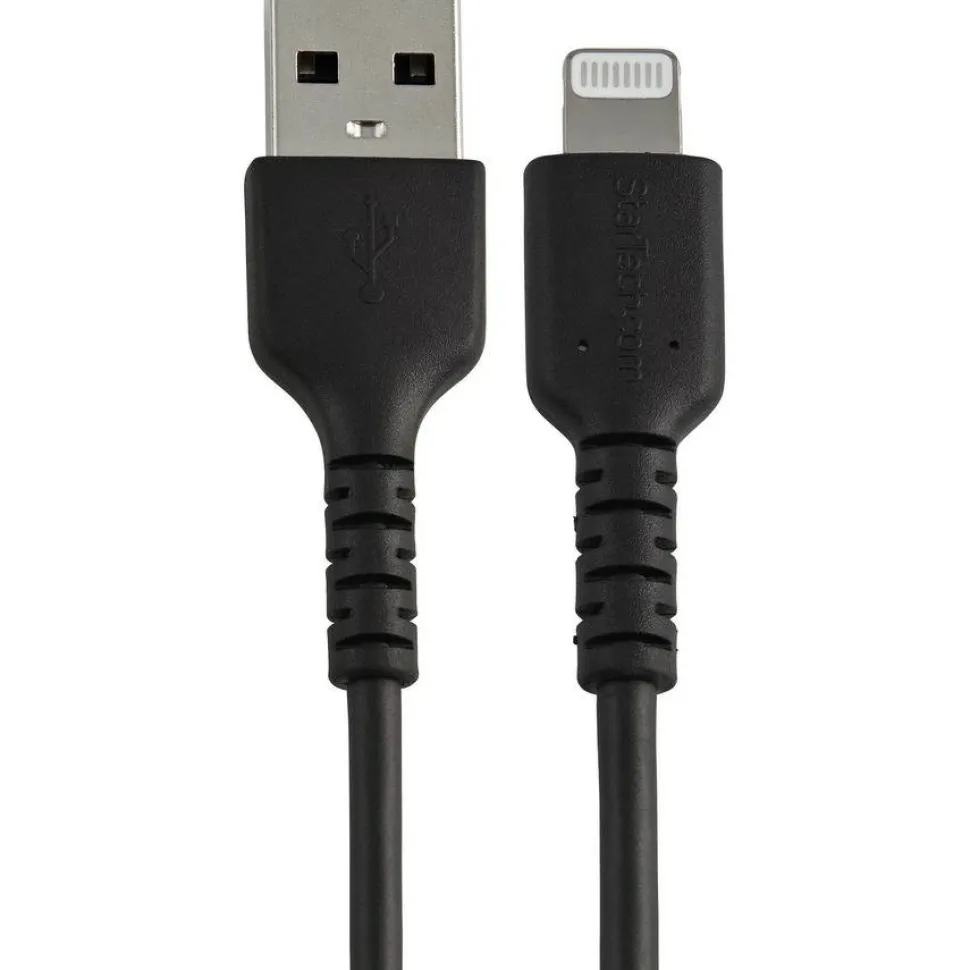 StarTech 6 inch/15cm Durable Black USB-A to Lightning Cable, Rugged Heavy Duty Charging/Sync Cable for Apple iPhone/iPad MFi Certified