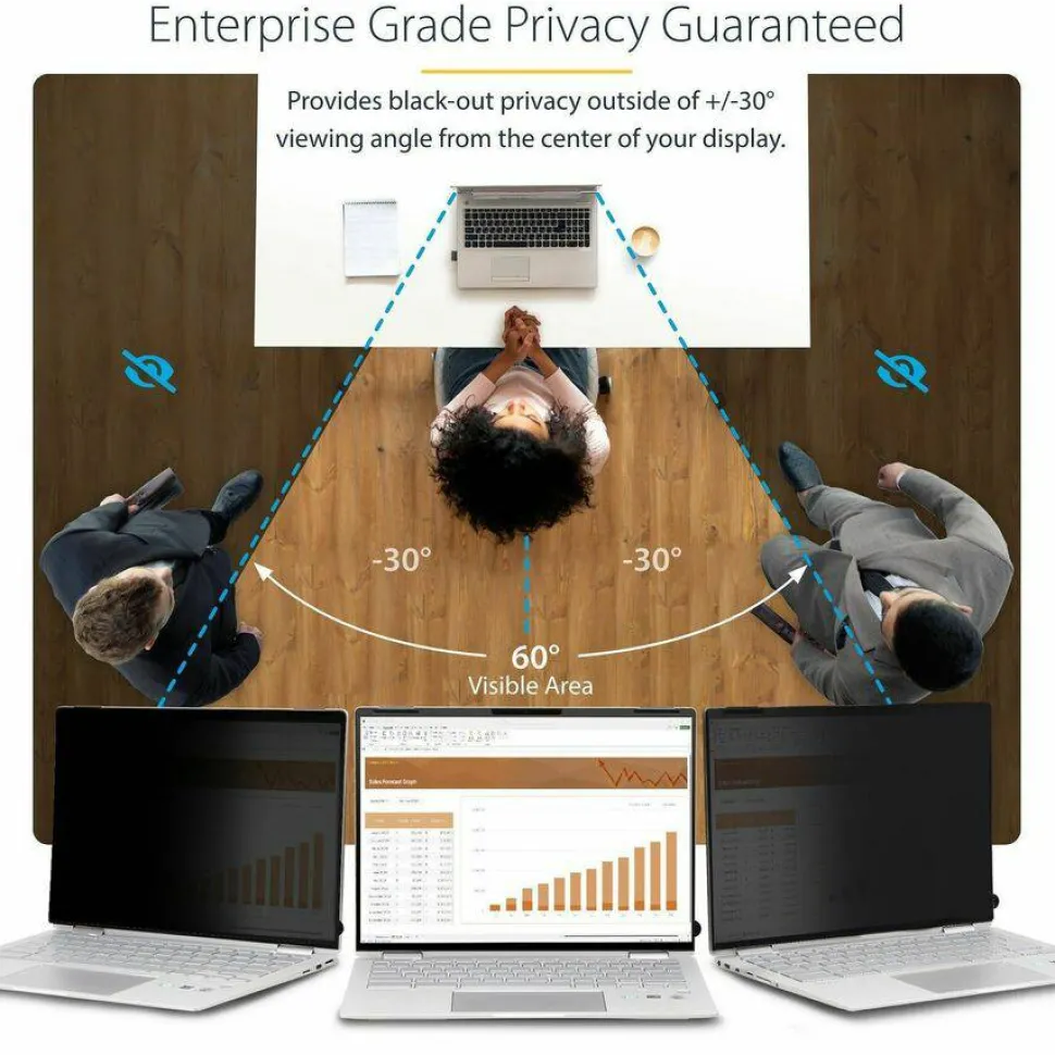 StarTech 14-inch 16:9 Flip-Over Privacy Screen w/Touch, Anti-Glare Privacy Filter, Laptop Monitor Screen Protector, Blue Light Filter