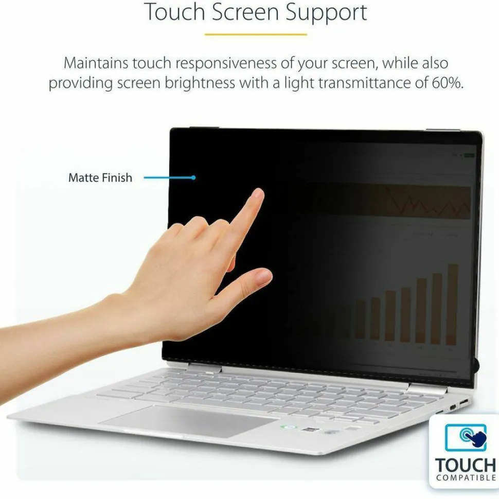 StarTech 14-inch 16:9 Flip-Over Privacy Screen w/Touch, Anti-Glare Privacy Filter, Laptop Monitor Screen Protector, Blue Light Filter