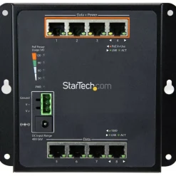 StarTech Industrial 8 Port Gigabit PoE Switch, 4 x PoE+ 30W, Power Over Ethernet GbE Layer/L2 Managed Network Switch -40C to +75C, TAA