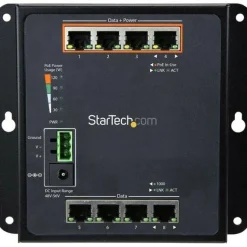 StarTech Industrial 8 Port Gigabit PoE Switch, 4 x PoE+ 30W, Power Over Ethernet GbE Layer/L2 Managed Network Switch -40C to +75C, TAA