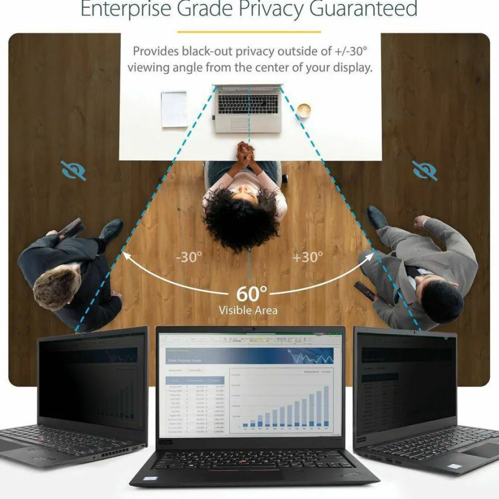 StarTech 14in Laptop Privacy Screen For 16:9 Displays, Anti-Glare Privacy Filter with 51% Blue Light Reduction, Matte/Glossy, TAA