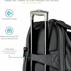 StarTech 17.3" Laptop Backpack w/ Removable Accessory Case, Professional IT Tech Backpack for Work/Travel/Commute, Nylon Computer Bag