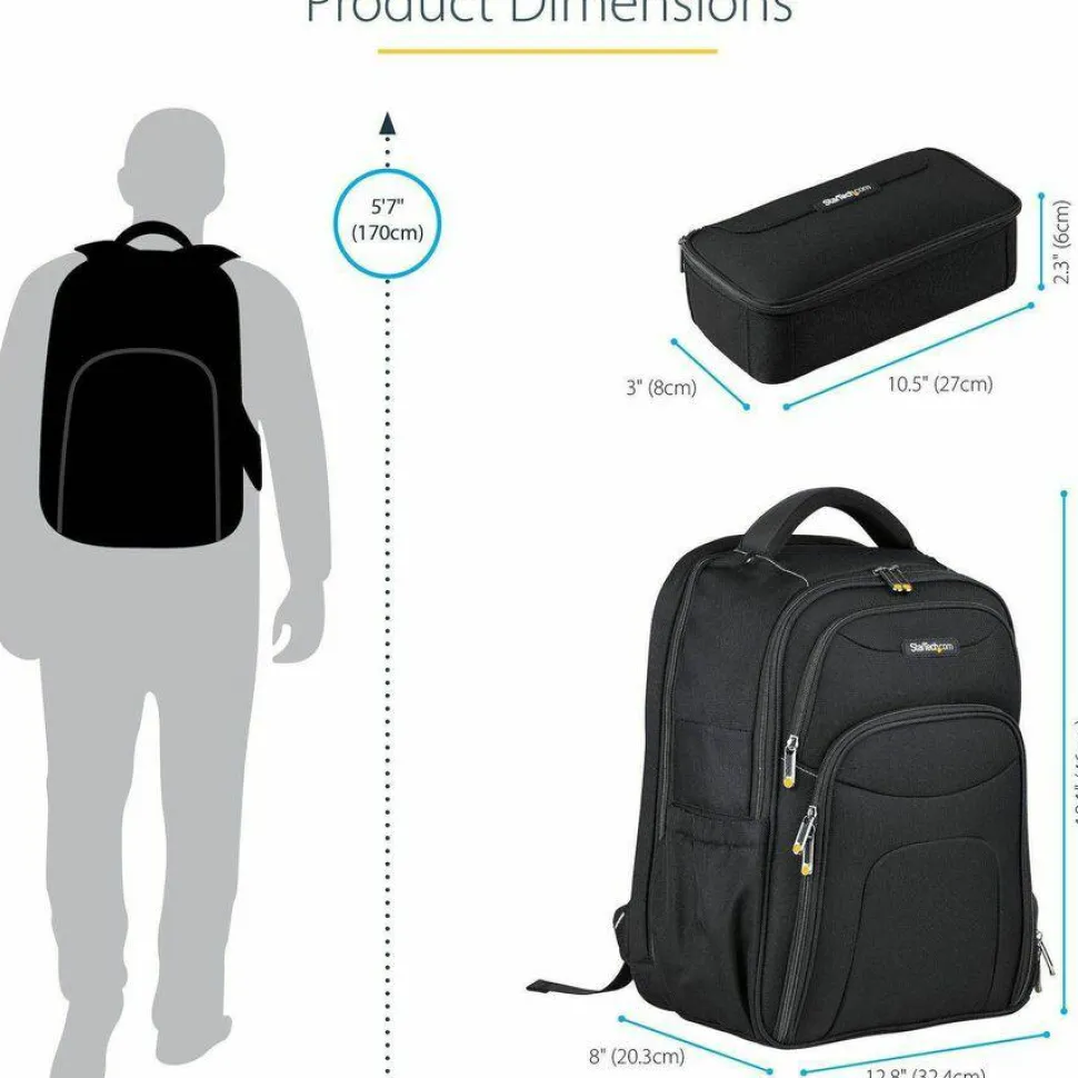 StarTech 17.3" Laptop Backpack w/ Removable Accessory Case, Professional IT Tech Backpack for Work/Travel/Commute, Nylon Computer Bag