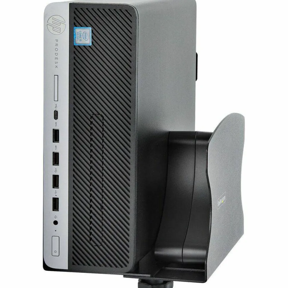 StarTech PC Wall Mount Bracket For Desktop Computers Up To 40lb, Toolless Width Adjustment 1.9-7.8in (50-200mm), Tower/Case Shelf, TAA