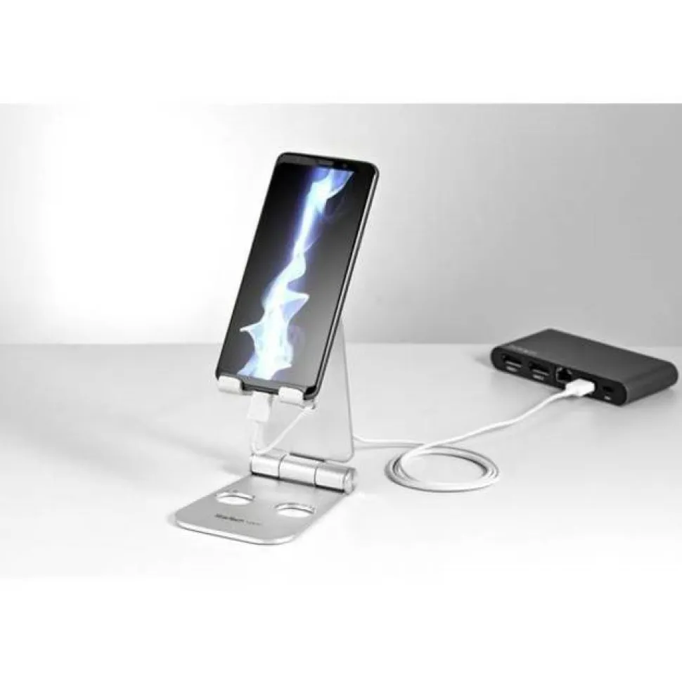 StarTech Phone and Tablet Stand - Foldable Universal Mobile Device Holder - Smartphones/Tablets - Adjustable Cell Phone Stand for Desk
