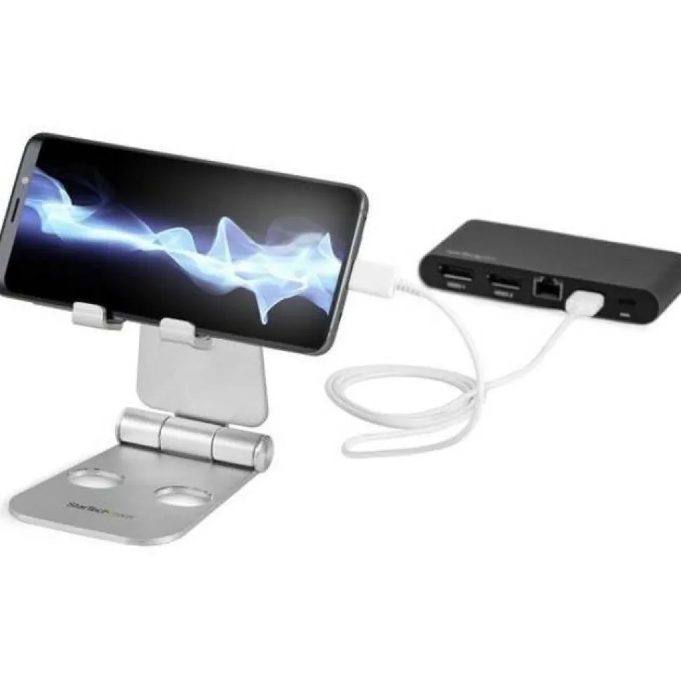 StarTech Phone and Tablet Stand - Foldable Universal Mobile Device Holder - Smartphones/Tablets - Adjustable Cell Phone Stand for Desk
