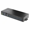 StarTech 16-Port Industrial USB 3.0 Hub 5Gbps, Mountable, Terminal Block Power Up to 120W Shared, USB Charging, Dual-Host Switch, TAA