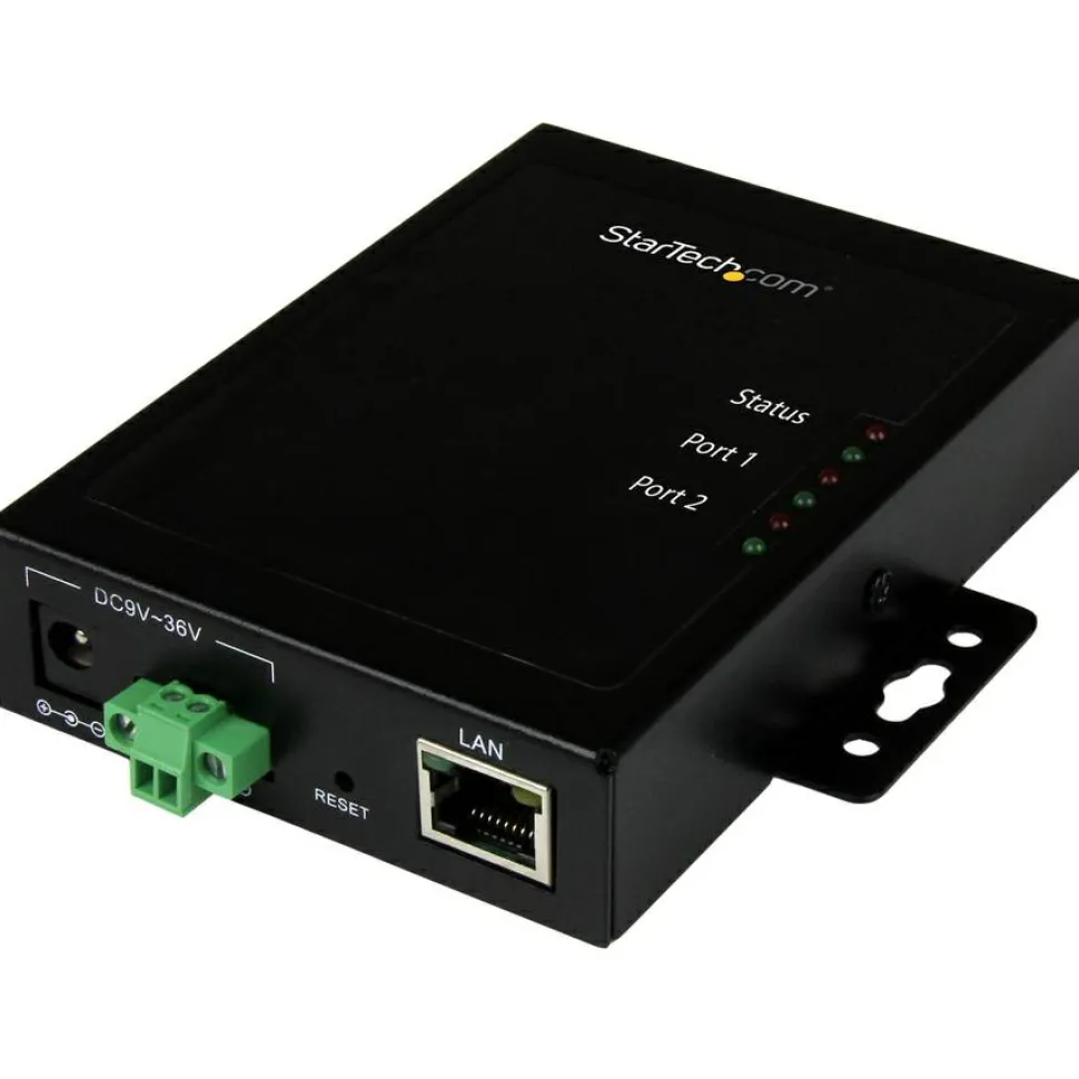 StarTech 2 Port Serial-to-IP Ethernet Device Server, RS232, Metal and Mountable, Serial Device Server, TAA